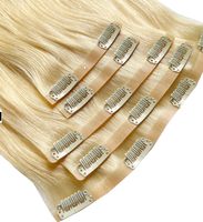 Extensions de cheveux humains Remy péruviens à double trame, invisibles, alignées sur les cuticules, à clipser sans couture