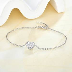 Qx đồ trang sức mỹ tùy chỉnh Womens 18k Rose Gold Plated 925 sterling Silver engagement Friendship Trắng <span class=keywords><strong>CZ</strong></span> Vòng đeo tay trái tim bangles - Product Image 1