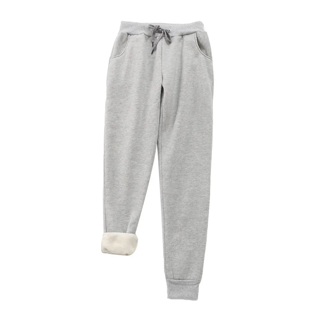 النساء شيربا اصطف Sweatpants الشتاء الرياضية عداء ببطء السراويل الصوف