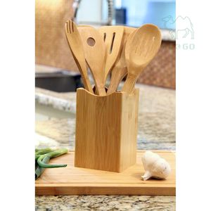 Housewarming Gifts Wooden <b>Utensils</b> Bamboo <b>Kitchen</b> <b>Utensils</b> Set with <b>Holder</b> - Product Image 2