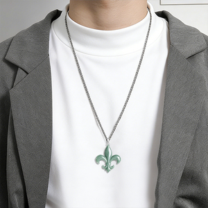 Collar con Colgante de Jade Natural Genuino, Flor de Iris Verde Esmeralda, Plata S925 Chapada en Oro, Incrustaciones de Jade, Estilo Hip Hop, Regalo Budista - Product Image 5