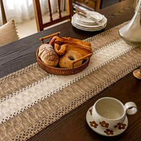 Nappe de Noël décorative en coton et lin, rayée, patchwork, tissée, à franges, sets de table, chemin de table, vente en gros
