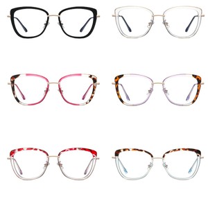 Monture de lunettes œil-de-chat 87030, monture complète, verres anti-lumière bleue, unisexe, branches métalliques à ressort - Product Image 2