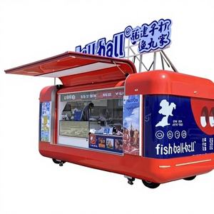 Camion de nourriture mobile à 4 roues, remorquable, en fibre de verre/aluminium, pour la vente de bonbons, de glaces, de gaufres, de hot-dogs, chariot de vente de nourriture - Product Image 1