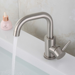 Hemans 304 Stainless Steel Single Handle Basin Faucet Ceramic Valve Core <b>Hot</b> <b>Cold</b> Water Rotating Sink Tap - Product Image 2