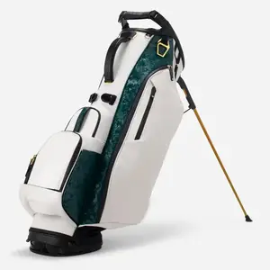 ओम फैक्टरी कस्टम लोगो मुद्रण ब्रांड सफेद pu चमड़े के गोल्फ स्टैंड बैग वाटरप्रूफ गोल्फ बैग वाटरप्रूफ गोल्फ बैग