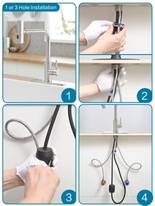 Grifo de cocina montado en cubierta de un solo orificio de acero inoxidable de 4 modos, grifo de fregadero de agua fría y caliente para uso en Hotel, baño de corriente de cascada - Product Image 6