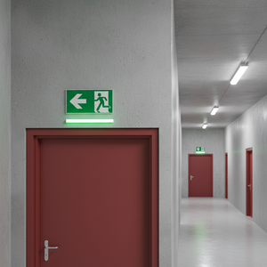 Uscita di emergenza segno freccia sinistra-200 in PVC luminescente * 400mm - Product Image 3