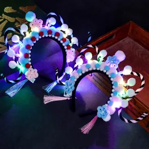Accesorios para el Cabello de Ópera China Tradicional, Diadema con Luces LED, Bola de Peluche, Disfraz para Niñas, Accesorio para Fiestas - Product Image 2