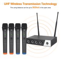 Système de microphone sans fil professionnel S400 en métal de haute qualité, 4 canaux UHF, quatre micros portatifs, lumières LED pour conférence et karaoké