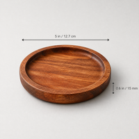 Sous-verres en bois d'acacia de 5 pouces, sous-verres ronds pour boissons, protection de table basse