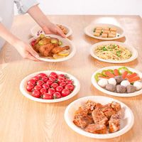 Assiettes jetables modernes en amidon de maïs beige, biodégradables, écologiques, de qualité alimentaire, pour restaurant
