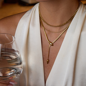 Collane di Tendenza J&D in Acciaio Inossidabile Placcato <span class=keywords><strong>Oro</strong></span> 18K con Zirconi, Esclusive Collane a Serpente da Donna - Product Image 2