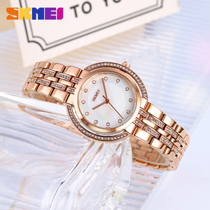 Skmei Women's Quartz Watch Rose Gold Stainless Steel Bracelet Diamond Accent Analog Display 8.3mm Thin Case 30M Waterproof - Product Image 4
