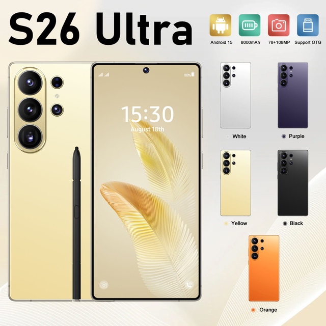 22GB+2TB 2026 New Factory Price S26 Ultra Android 12 4G CDMA Smartphone Global Large Screen 120Hz 16MP Fast Charge