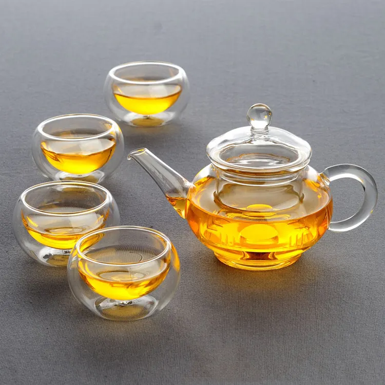 Мини-чайный набор ручной работы, термостойкий стеклянный чайник, прозрачный стеклянный чайный набор