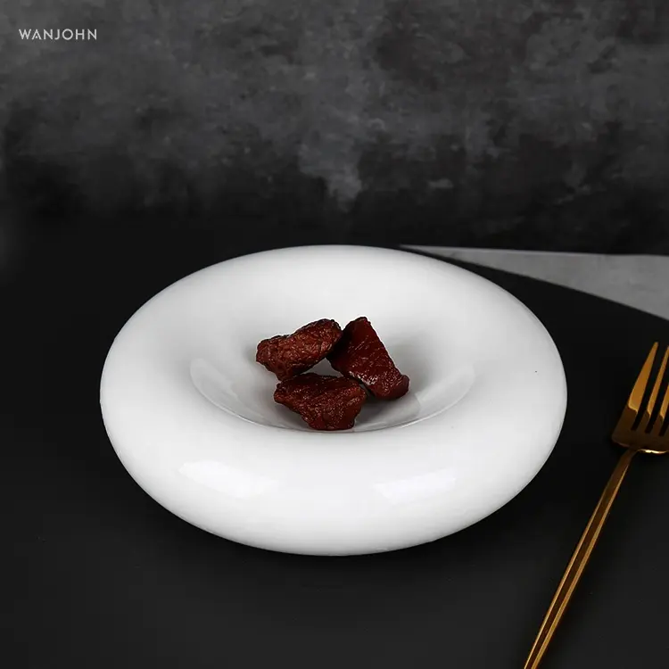 Ot-plato de comida occidental de forma especial, juego de vajilla creativa de cerámica profunda, plato redondo ushi