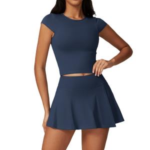 Ensemble de yoga pour femmes Disko Sport TZ8819 blanc, col carré froncé, taille haute, 2 pièces, vêtements de sport fitness - Product Image 4