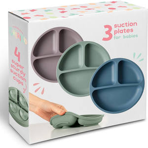 BPA perlengkapan makan anak-anak, Set piring makan silikon piring hisap bayi makan makanan Led Anti tumpah untuk balita - Product Image 5