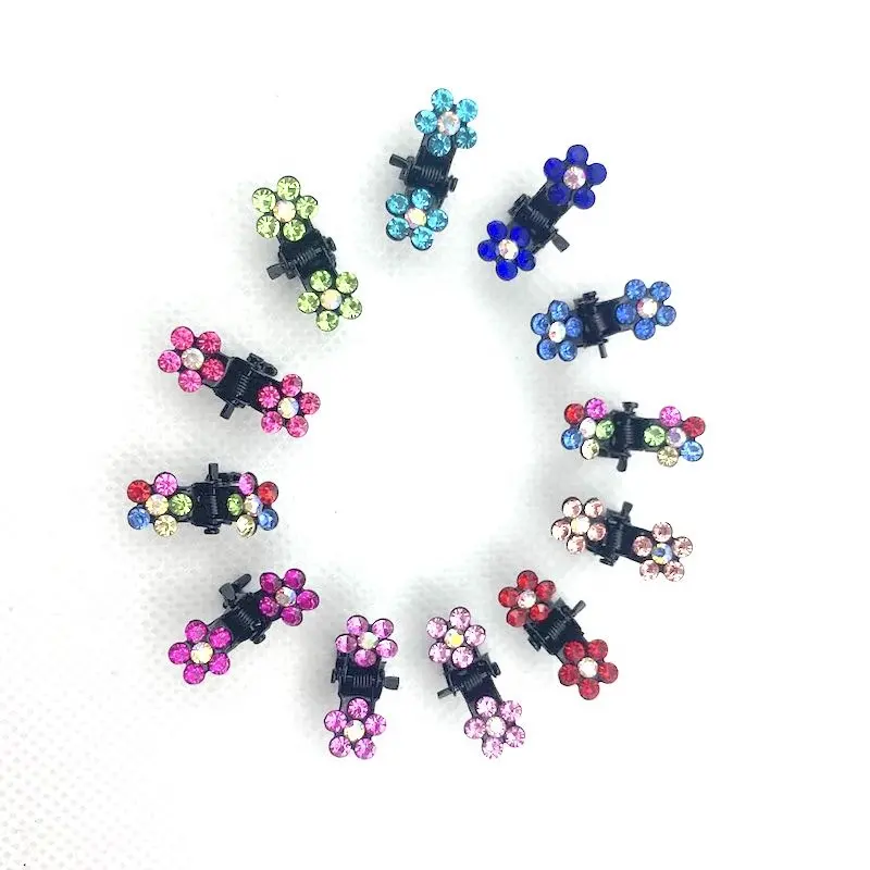 Small Rhinestone Metal Flower And Butterfly Shape Hair Claw Clips Bling Barrette Girls Crystal Bridal Hair Pins Accessories