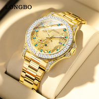 Jam Tangan Pria LONGBO Warna Emas Bahan Stainless Steel Mewah Tahan Air Kualitas Tinggi Harga Murah Pabrik Laris Manis