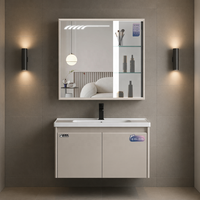 Meuble-lavabo mural moderne WJL pour hôtel, vasque en céramique 70 cm, ensemble meuble-lavabo avec miroir, mobilier de salle de bain