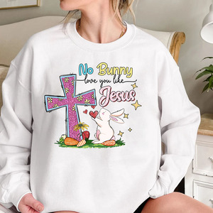 เสื้อยืดพิมพ์ลายกระต่ายอีสเตอร์แบบสั่งทำพิมพ์ลาย DTF แบบรีดติด Jesus - Product Image 2