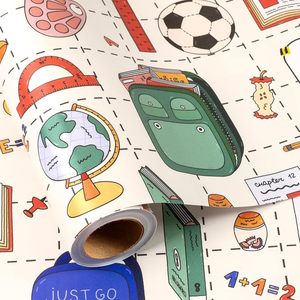 School Supplies Pattern Gift <b>Wrap</b> <b>Paper</b> <b>Roll</b> Waterproof Art <b>Paper</b> Double Side Coated 100GSM Digital Printing Craft Packaging - Product Image 1