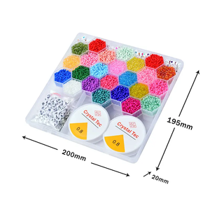 24 Colores de Cuentas para Ensartar, Cuentas de Vidrio Coloridas de 2 mm para Pulseras, Collares, Manualidades para Niños, Navidad, Fiestas, Cumpleaños - Product Image 3