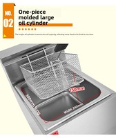 Friteuse à gaz professionnelle de luxe à cuve unique en acier inoxydable, haute température, facile à utiliser, avec panier - Marque FuQi, garantie 1 an