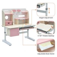 Ensemble Bureau et Chaise d'Étude Ergonomique en Bois Réglable en Hauteur pour Enfants, Économique