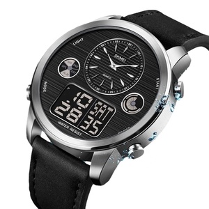 Montre de sport numérique classique pour hommes, étanche, chronographe, calendrier, multifonction, bracelet en cuir, rétroéclairage LED - Product Image 1