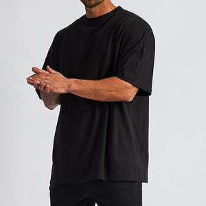 T-shirts amples et décontractés pour hommes en coton noir 100 %, 230 g/m², à épaules tombantes, coupe oversize, unis, pour l'été - Product Image 2