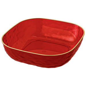 Plateau à fruits carré rouge avec bord doré, matériau de qualité alimentaire pour le Nouvel An chinois - Product Image 3