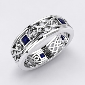 Bague ouverte à nœud celtique, pierre précieuse carrée bleue, réglable, unisexe, style bohème, bijoux de mode - Product Image 4