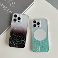 Étui de téléphone magnétique en TPU antichoc et étanche avec paillettes dégradées de luxe et motif étoile pour 17 Air 16 Pro Max Plus