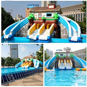 Structure gonflable aquatique mobile avec toboggan et <span class=keywords><strong>grand</strong></span> cadre métallique durable pour enfants et adultes, idéale pour les centres de villégiature et parcs d'attractions - Product Image 4
