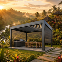 Pergola de luxe en alliage d'aluminium avec finition thermolaquée, système de toit rétractable motorisé, lucarne – Espace de vie extérieur écologique