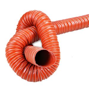 Qianrun Rubber Plastic Red Silicone Air Duct 80mm Inner Diameter 4m High Temperature Resistant Exhaust Duct - Product Image 2