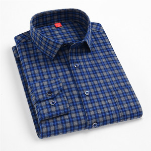 Camicia a Quadri 100% Cotone per <span class=keywords><strong>Uomo</strong></span>, Manica Lunga, Stile Business Casual, Tessuto Spesso - Product Image 3