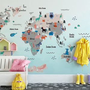 世界地図子供部屋の壁紙北欧地中海漫画動物テレビ背景壁壁画寝室の壁紙 - Product Image 1