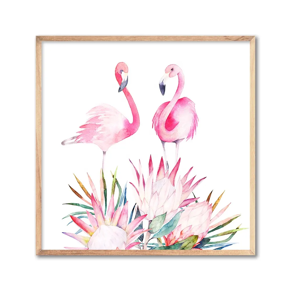 Custom Design Canvas Print Muur Kunst Dier Abstract Ingelijst Schilderij Flamingo Print Poster Home Decor