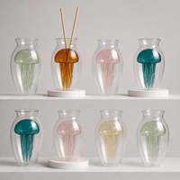 Bouteille diffuseur à roseaux en verre double paroi FTQS, vase, vert, ambre, rose, turquoise, champagne, 5 couleurs, décoration intérieure, vente en gros, OEM