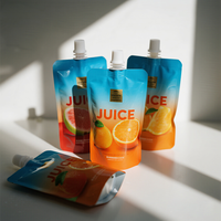 Sachets d'emballage Doypack à bec verseur, personnalisés, imprimés, en plastique laminé barrière, de 150 ml, 200 ml, 300 ml, pour jus, boissons et purées