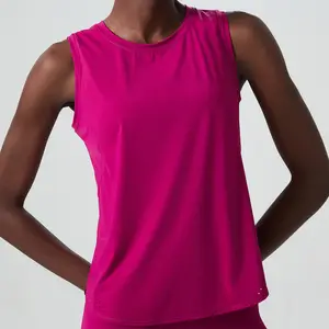 2023 New Design Round Neck Lightweight Quick Dry Nude Feel Sleeveless Gym Vest for Women