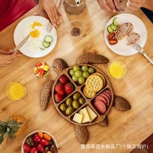 ถาดใส่อาหารรูปเต่า 6 ช่อง สีไม้ธรรมชาติ สำหรับงานเลี้ยงสังสรรค์กลางแจ้ง - Product Image 4