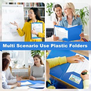 แฟ้มพลาสติกแบบนำกลับบ้านพร้อมช่องใสด้านหน้าและสติกเกอร์ แฟ้มใส่การบ้าน 2 ช่องสำหรับนักเรียน ผู้ปกครอง ครู ห้องเรียน - Product Image 5
