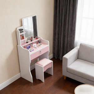 Tocador de Maquillaje Moderno y Minimalista de Madera de Pino con Espejo de Pie, Diseño Ecológico y Duradero para Dormitorio - Product Image 4