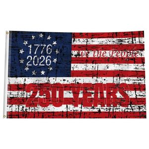 Double Sided Eco-Friendly Digital Printed Polyester 250 Years Black American <b>Flag</b> 3x5 Ft Anniversary Patriotic Design 1776-2026 - Product Image 1