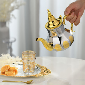 Teiera in Metallo per Ristoranti <span class=keywords><strong>Arabi</strong></span> e Campeggio, Capacità 700ml, Design Retrò di Lusso, Stile Marocchino Classico Rinforzato - Product Image 1